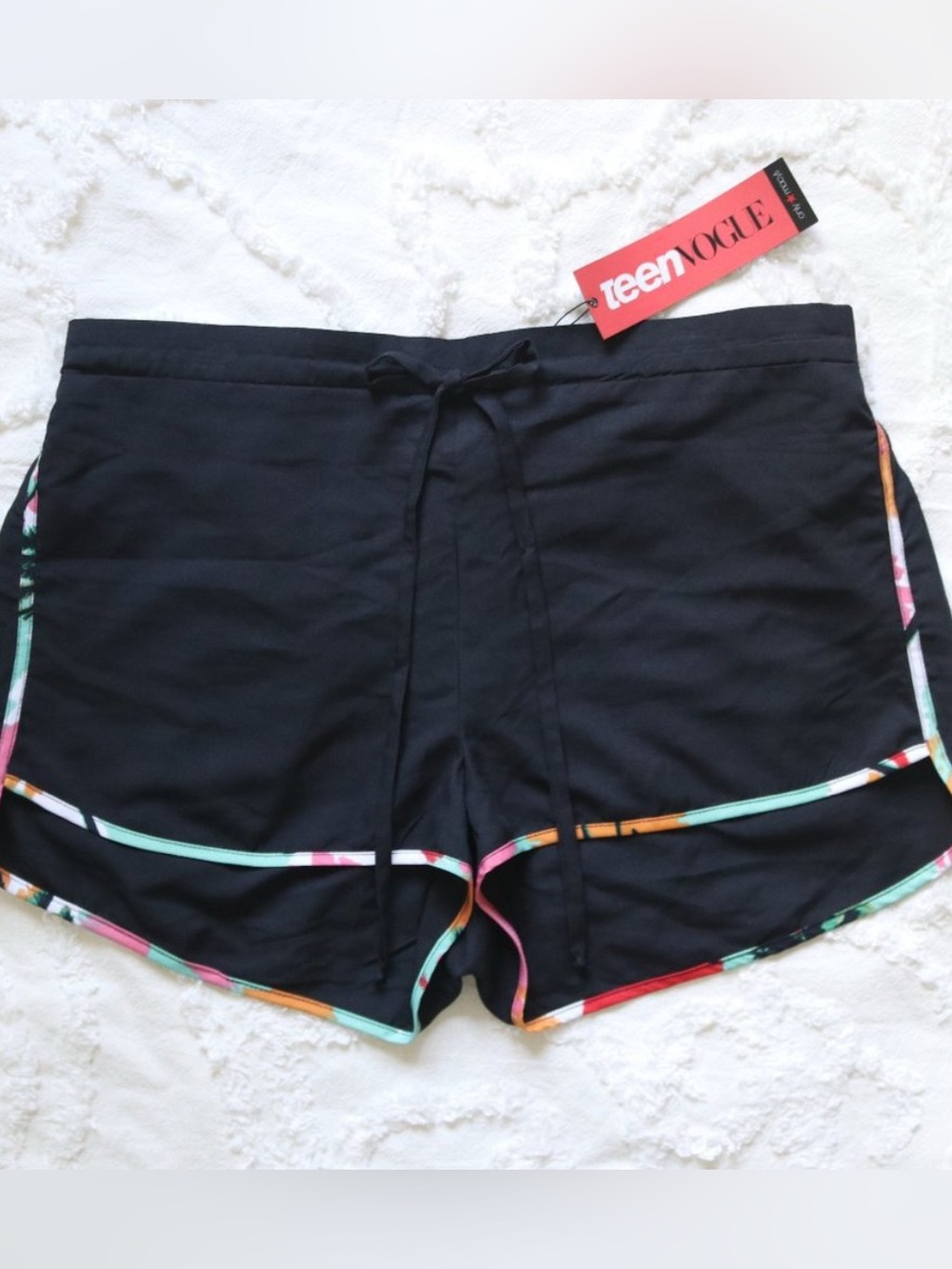 Teen Vogue | Soft Lightweight Colorful Trim Athletic Running Swim Beach Shorts L